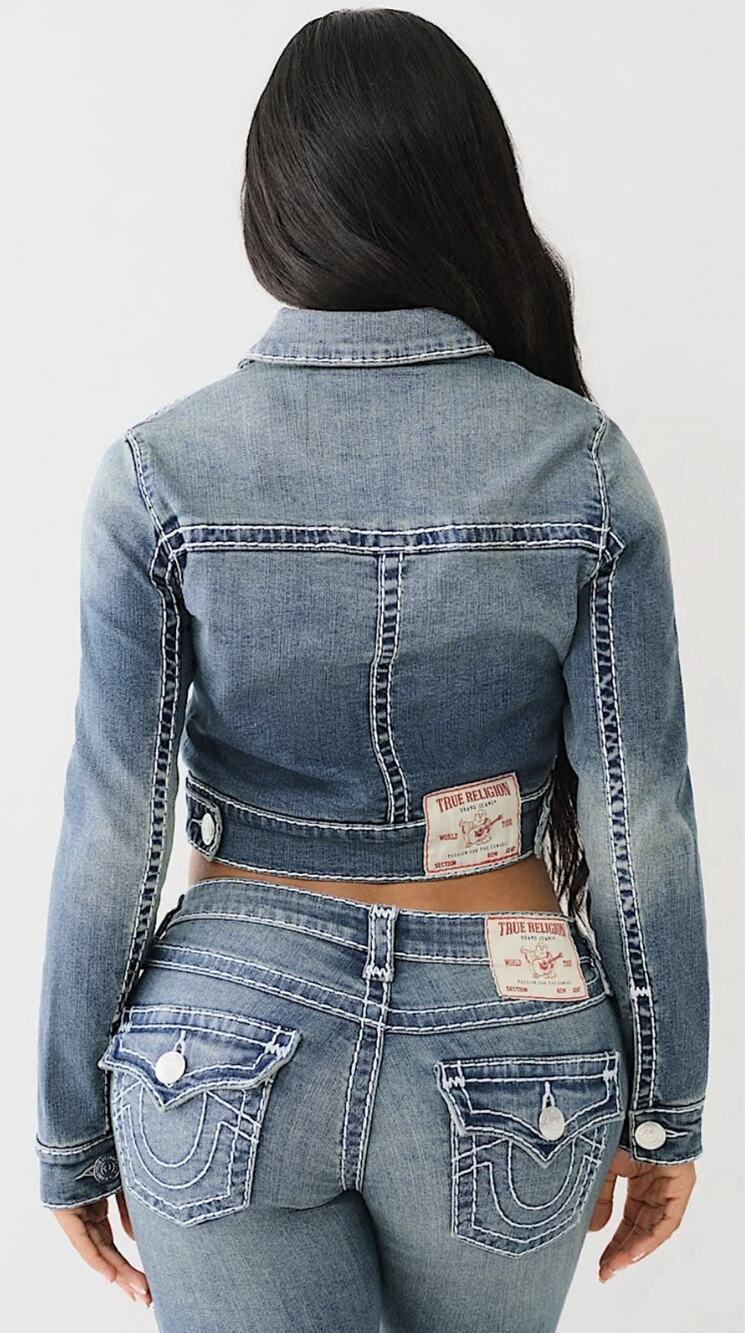 True Religion Lurex Super QT Crop Jacket Sz S SALE